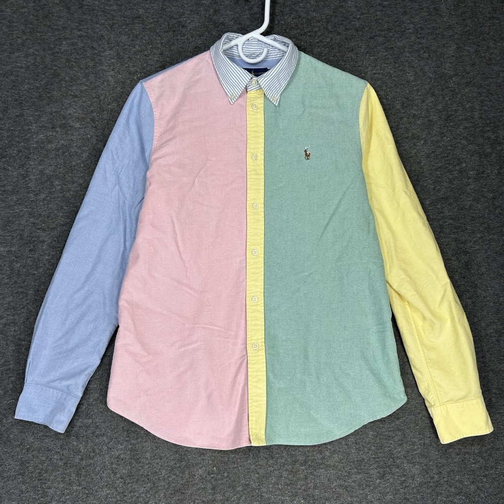 Ralph Lauren Shirt Mens L Colorblock Oxford OCBD Custom Fit Button Down